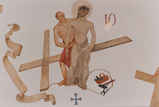 863659 Afbeelding van paneel 10 van de kruiswegstatie naar ontwerp van beeldend kunstenaar Charles Eyck (1897-1983), in ...